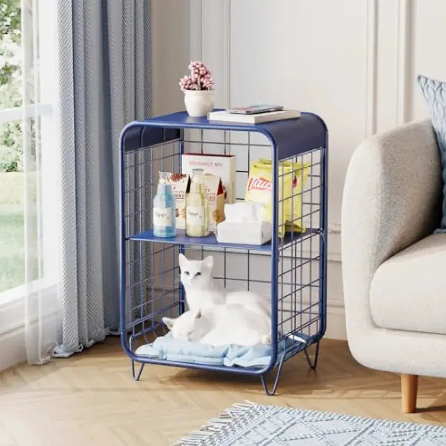 Cute Nightstand, Metal Side Table, 3-Tier Modern End Table with Storage Shelf, Unique Side Tables, Cute Coffee Table for Living from PriceLows™