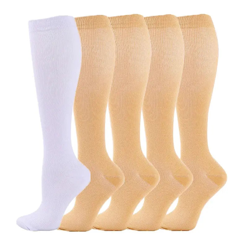 Compression Socks | 20-30 MmHg | Crew Length | 5 Pairs Nylon