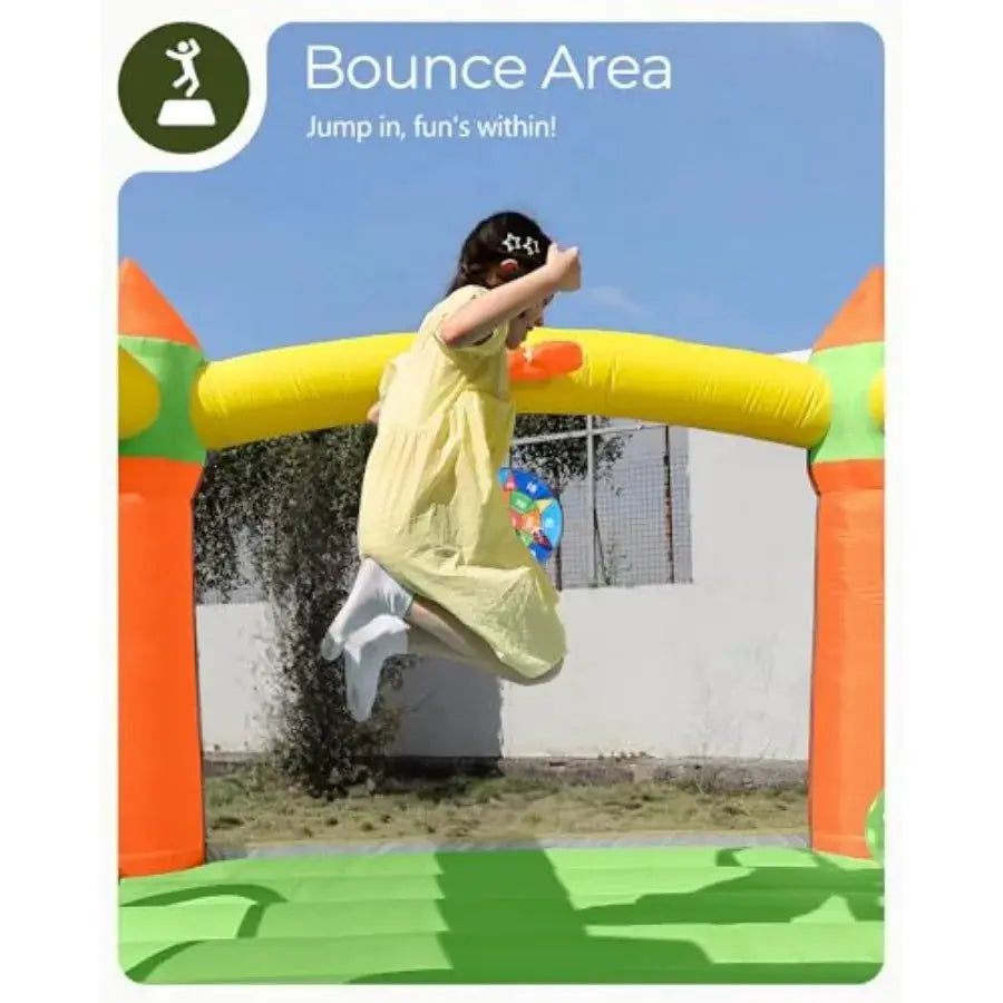 Bounce House with Slide, Inflatable Bouncy House for 3-12, OutdoorandIndoor, Bounce Area 8'x8', Capacity 400 lb - Green from PriceLows™