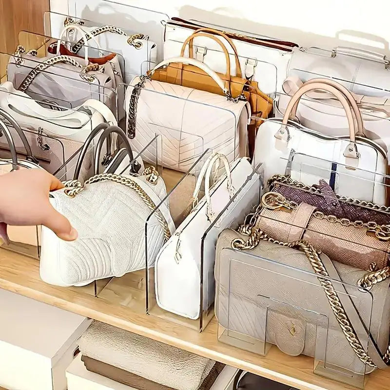 4 Slots Handbag Storage Racks Transparent Wardrobe Divider Shelf Acrylic Storage Holder Closet Organizer Bags Display Racks from PriceLows™