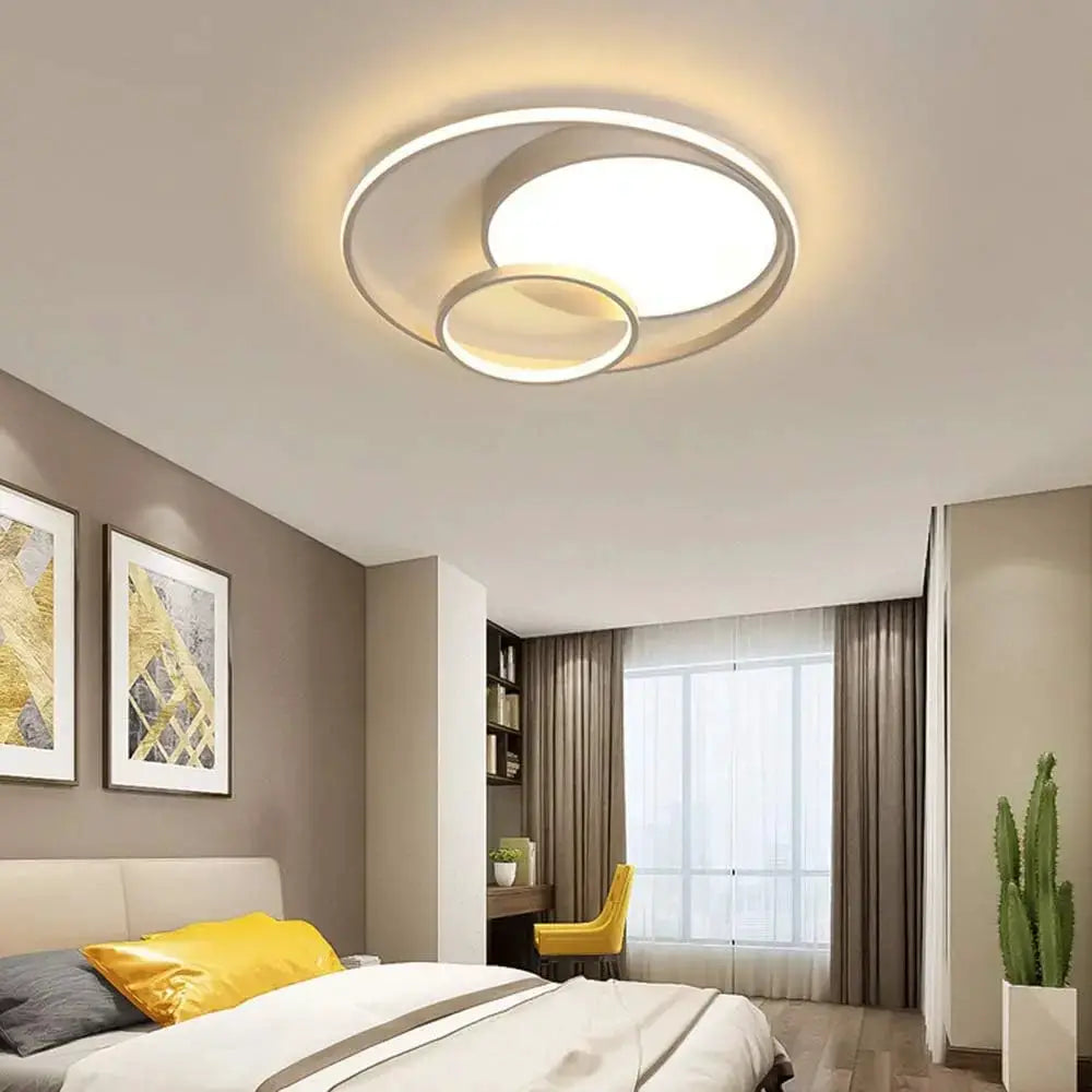 3-Rings LED Flush Mount Ceiling Light 3-Color Dimming Round Chandelier Modern 55W Dimmable Lamp Living Room Kitchen Lights from PriceLows™