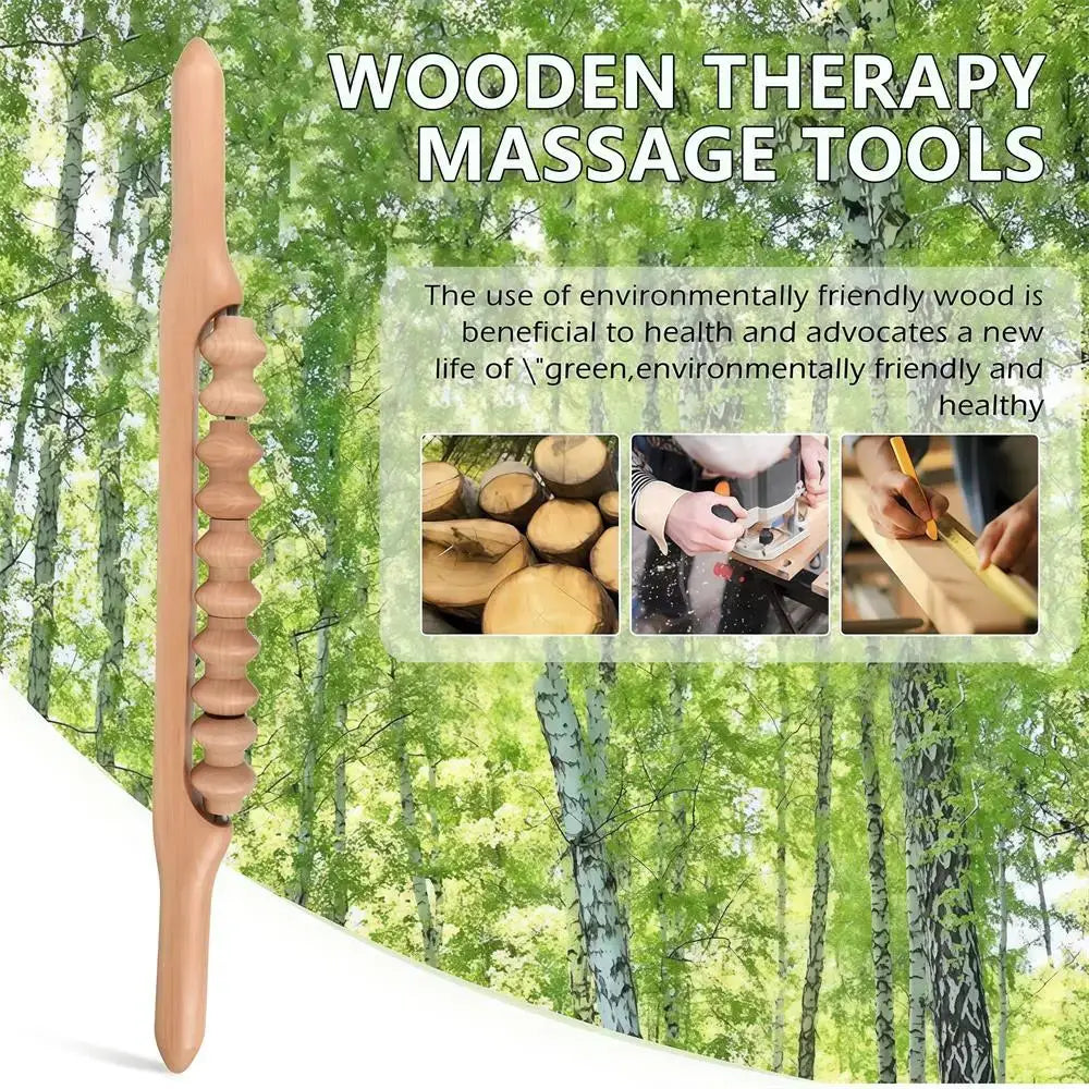 Wooden Gua Sha Tool | Natural Beech Wood | Soft Tissue Massage Stick for Back And Shoulder Pain