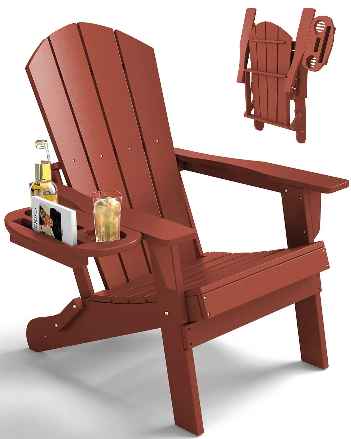 FOOWIN 1/2pcs Folding Adirondack Chair Weather Resistant HDPE Plastic Cup Holder Outdoor Patio Garden Fire Pit Deck Lawn from PriceLows™