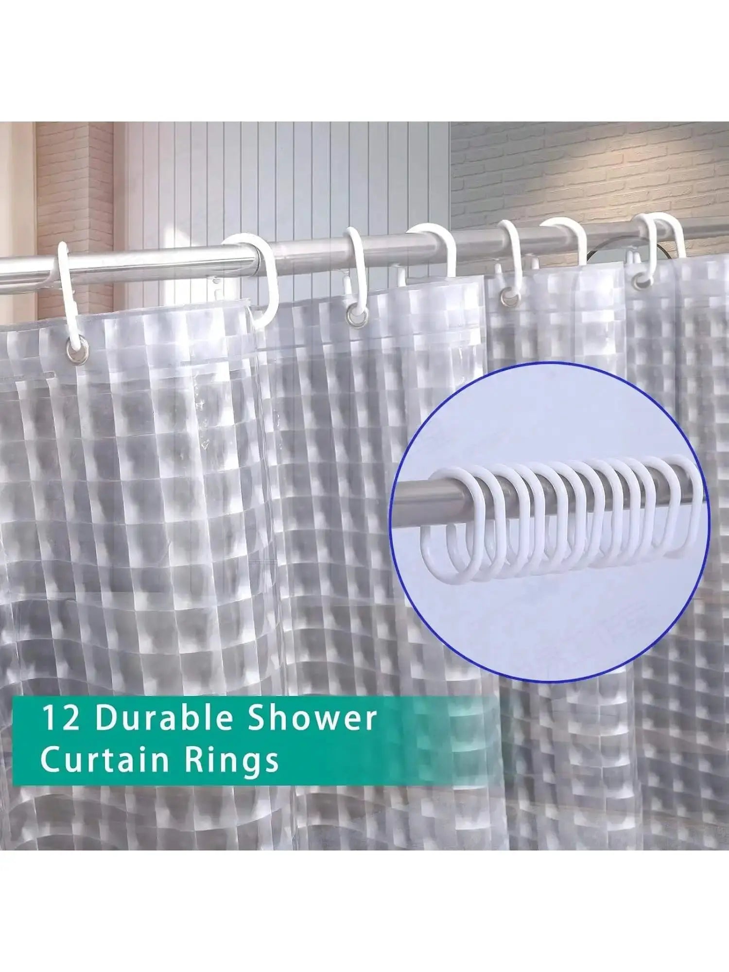 Premium Textured PEVA Shower Curtain - Rustproof Metal Grommets with 12 Durable Rings, Modern Bathroom Decor from PriceLows™