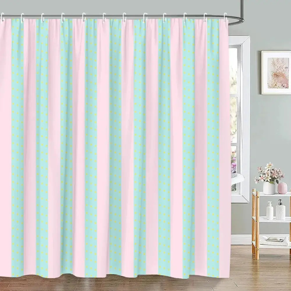 Pink Geometric Shower Curtain Minimalist Stripe Leopard Texture Creative Square Plaid Polyester Fabric Bathroom Decor Curtain from PriceLows™