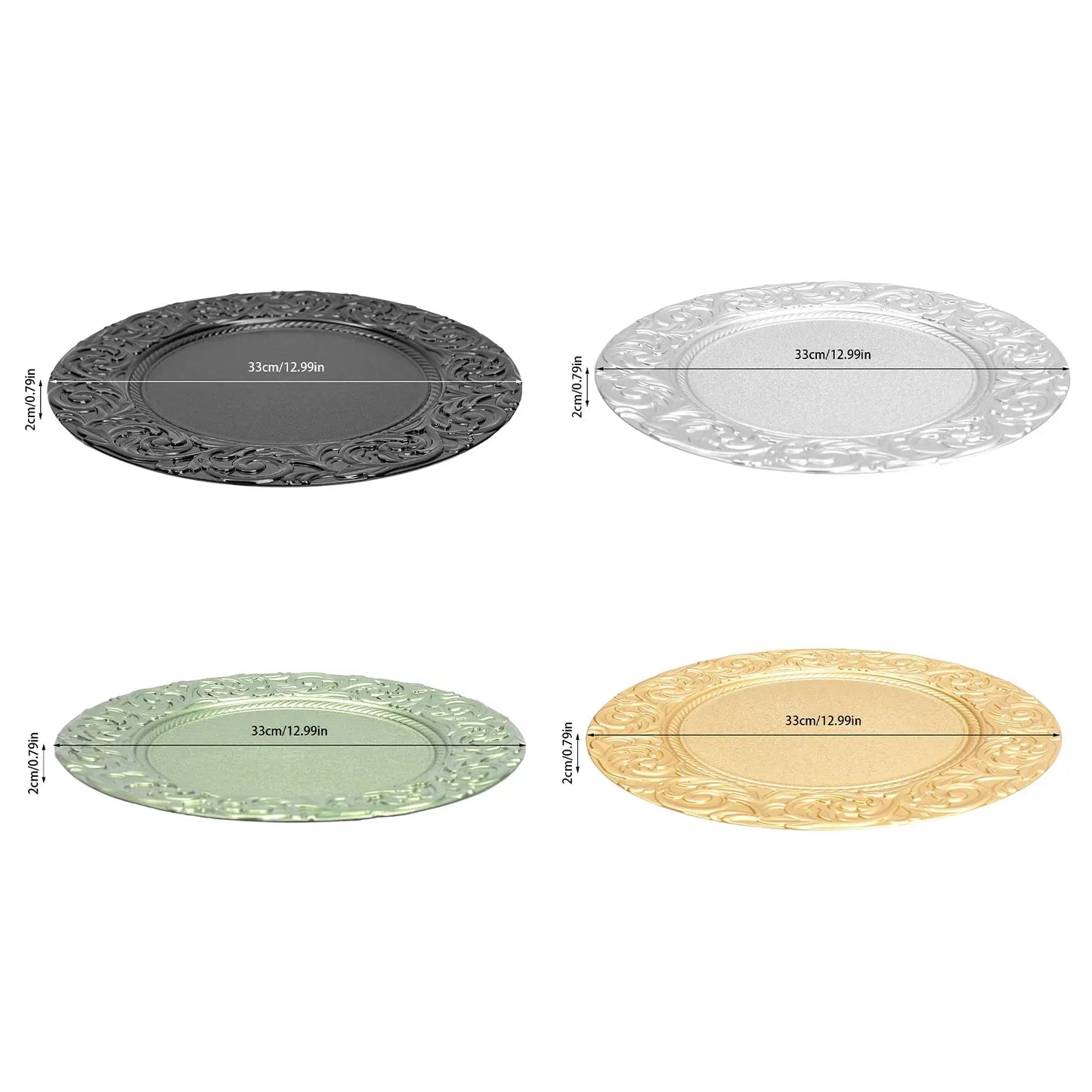 Charger Plates 100-Piece Set Round Reusable Serving Plates Gold Black Silver Green for Wedding Banquet Party Decor from PriceLows™