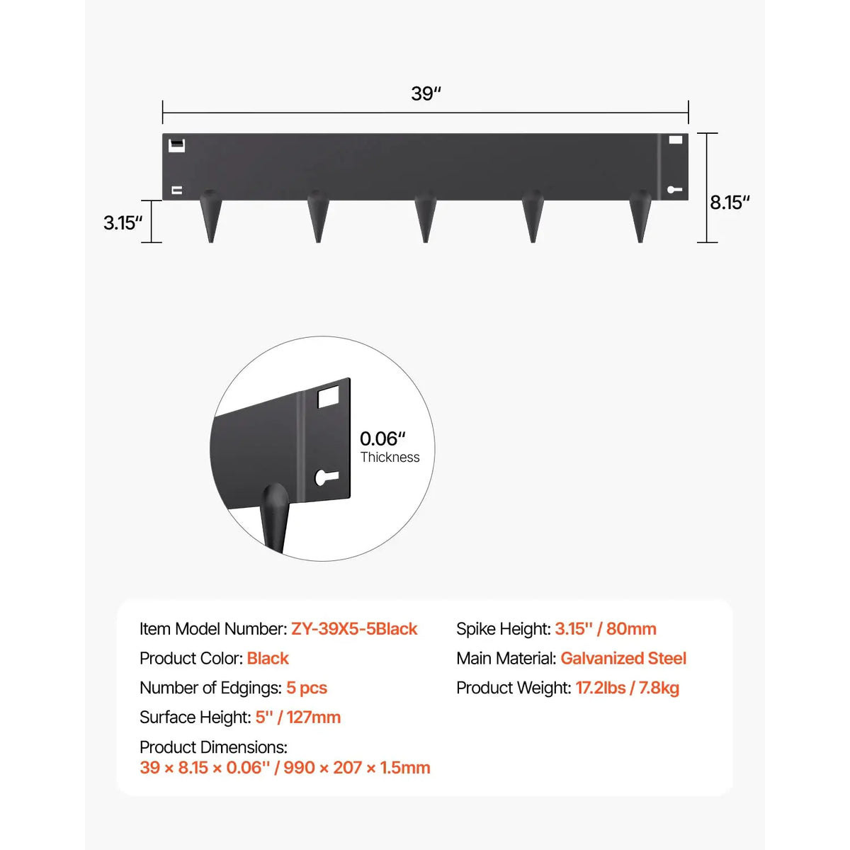 Steel Landscape Edging | Rust Resistant | Bendable | 39X3 Inch