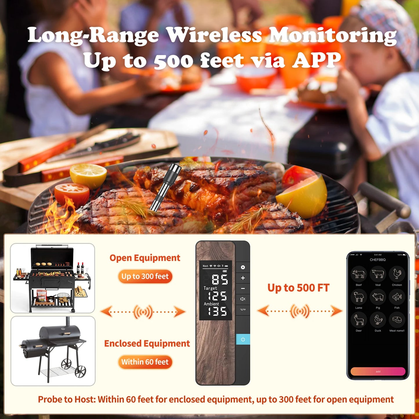 Wireless Meat Thermometer | Multi-Sensor Probes | Ultra-Thin Probes | Bluetooth