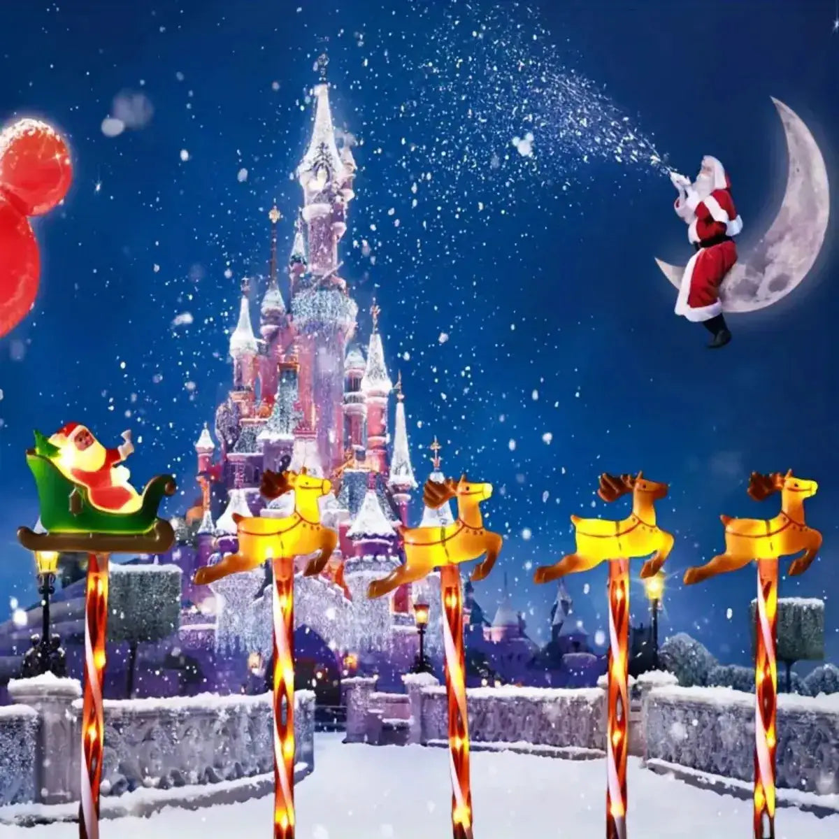 Solar Garden Stake Lights | 8 Lighting Modes | Santa Deer Christmas Design