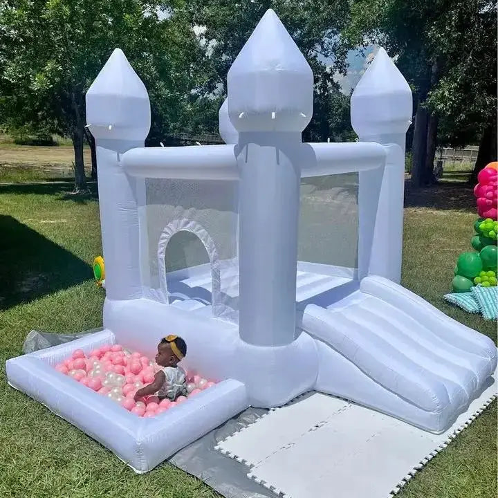 9FT Arch Inflatable White Bounce Castle with Slide & Ball Pit, High‑Quality PVC for Long‑Lasting Use at Weddings and Celebration from PriceLows™