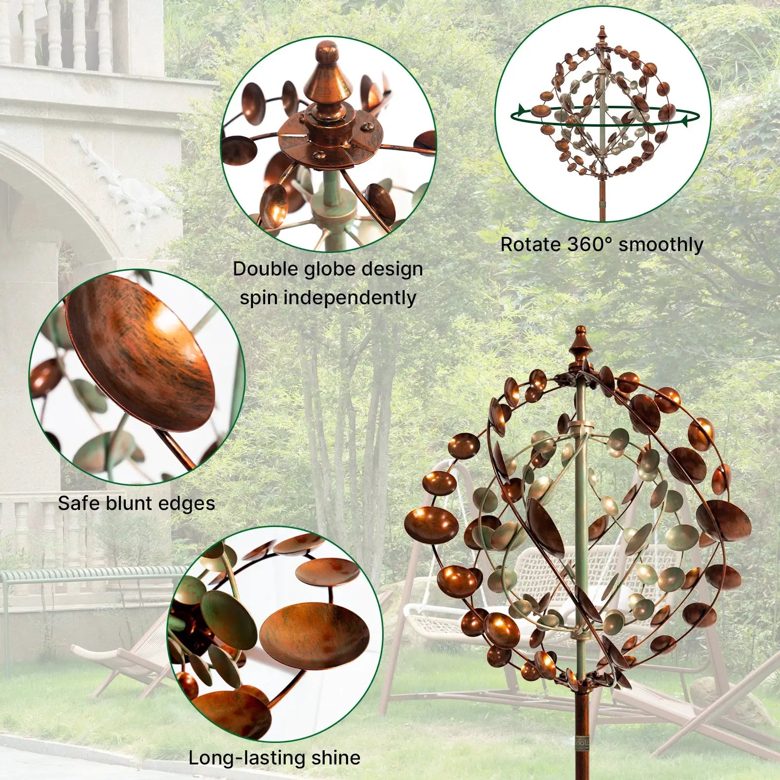 Wind Spinners Outdoor, 75" Large Metal Kinetic Wind Sculptures for Garden, 360 Degrees Swivel Yard Art with 2 Pcs Welcome Flag from PriceLows™