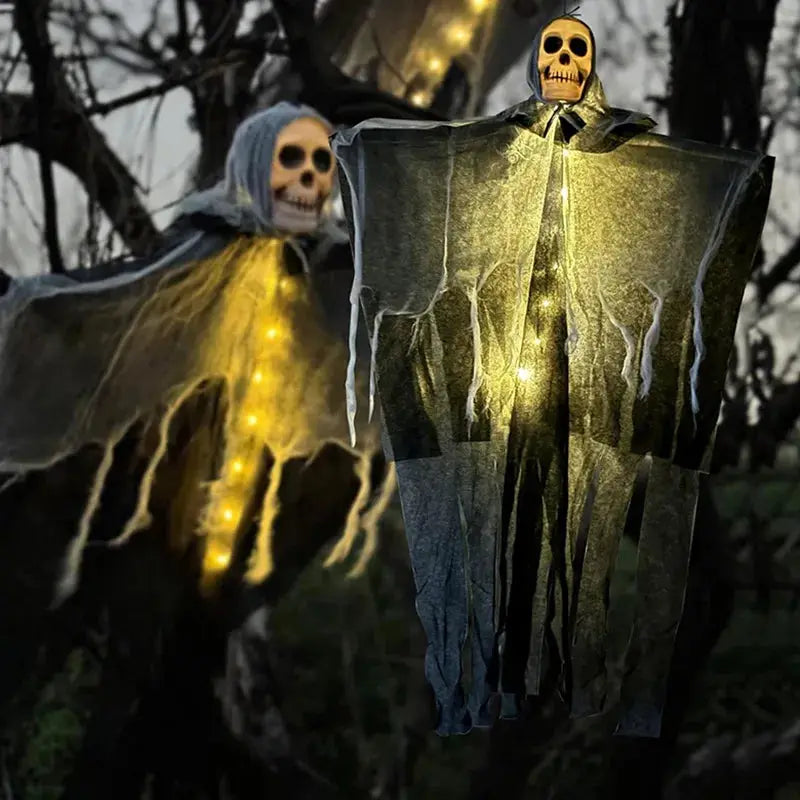 Hanging Ghost Prop | Glowing Skull Shape | Nonwoven Fabric | Standard Size