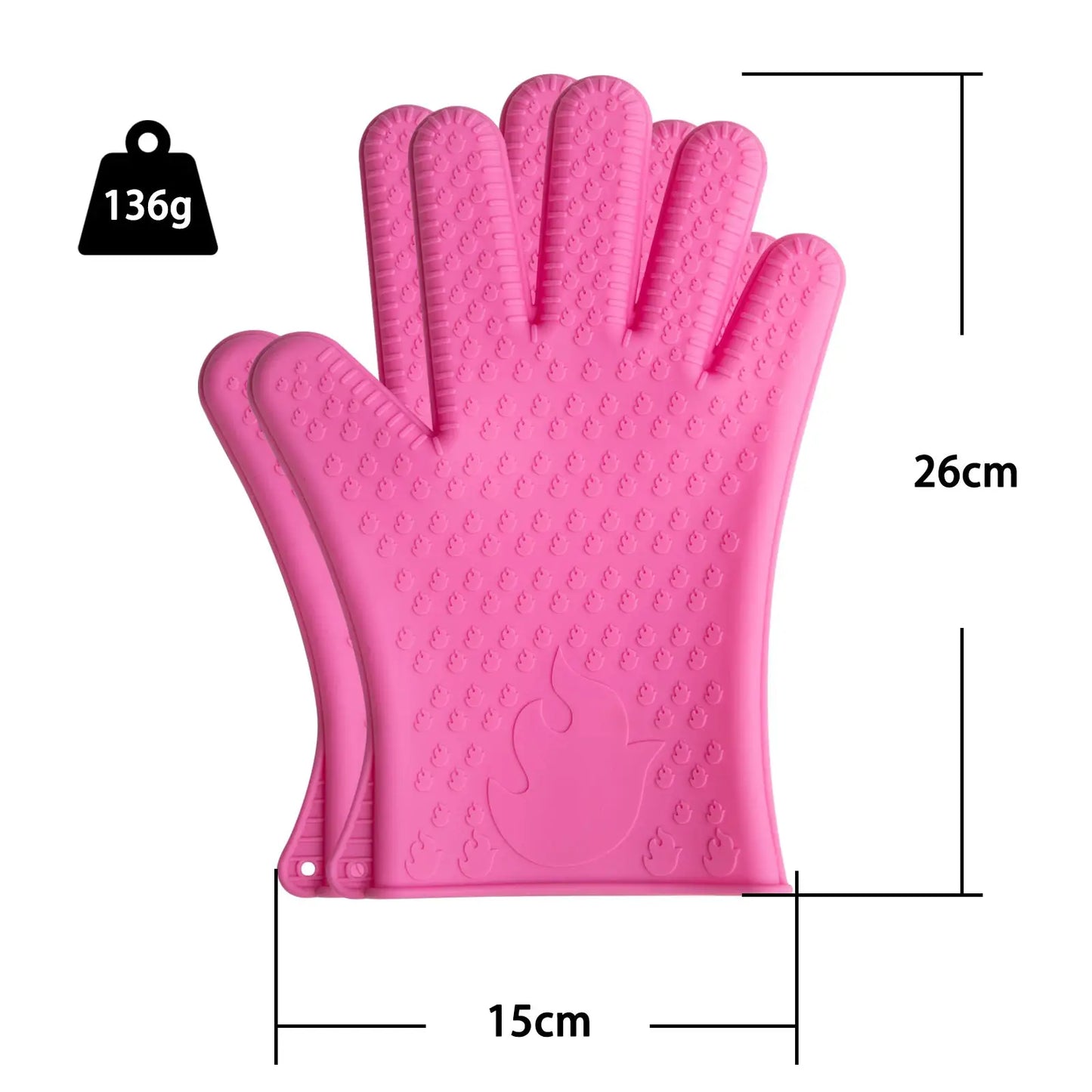 Silicone Oven Gloves | Heat Resistant | Full Finger | One Size