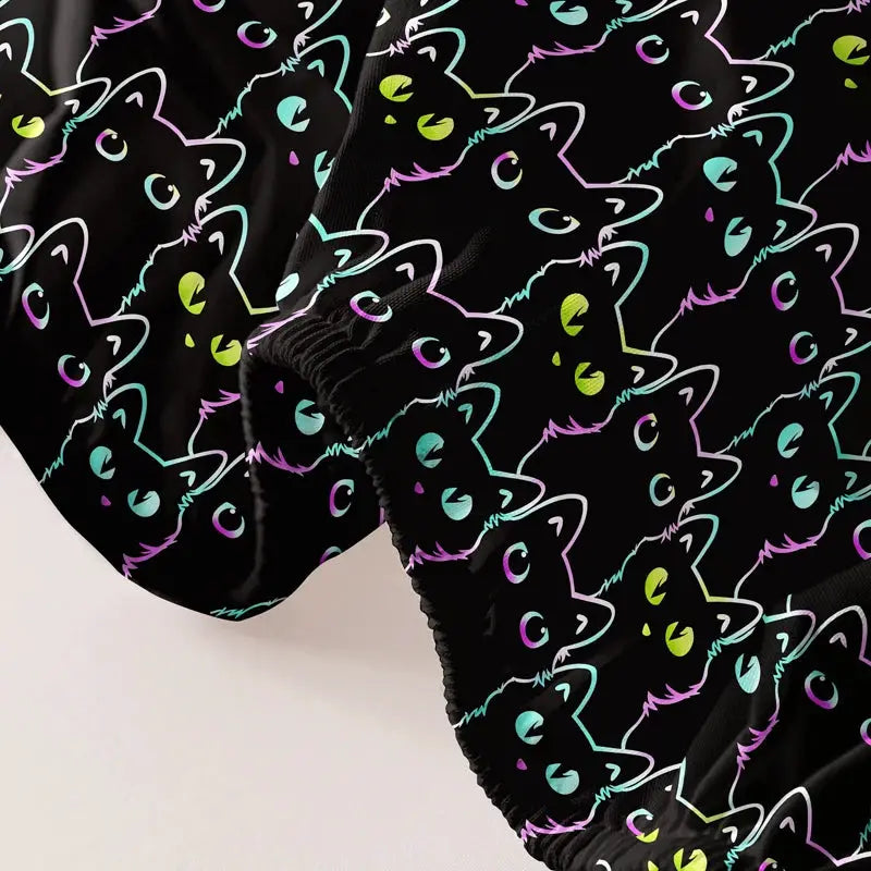 1 Simple modern animal little cat printed matte Fitted Sheet, bedroom printed bed cover, bedding (excluding pillowcases) from PriceLows™
