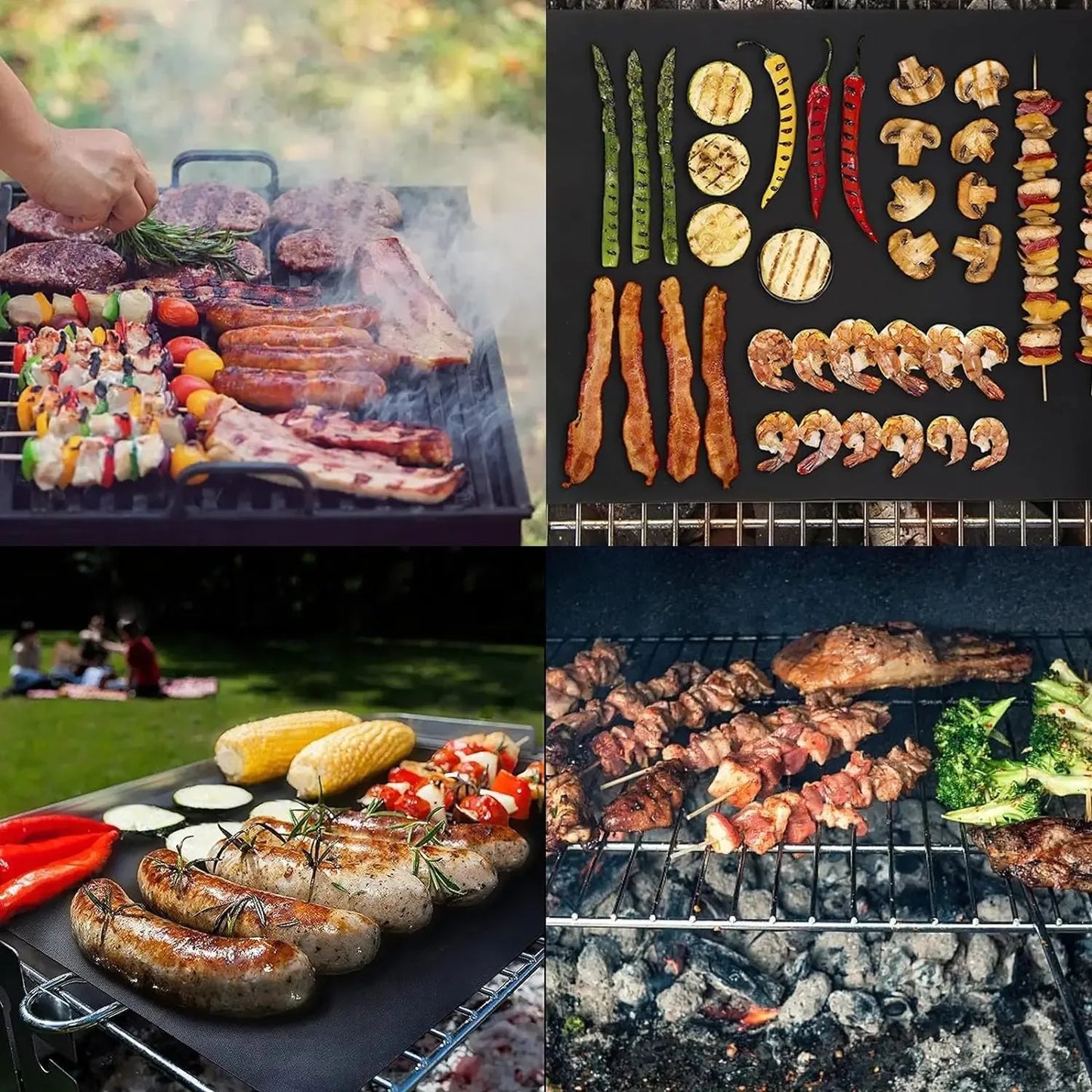 BBQ Grill Mats | Nonstick | Heat Resistant | 4 Pack 40x33cm 2mm