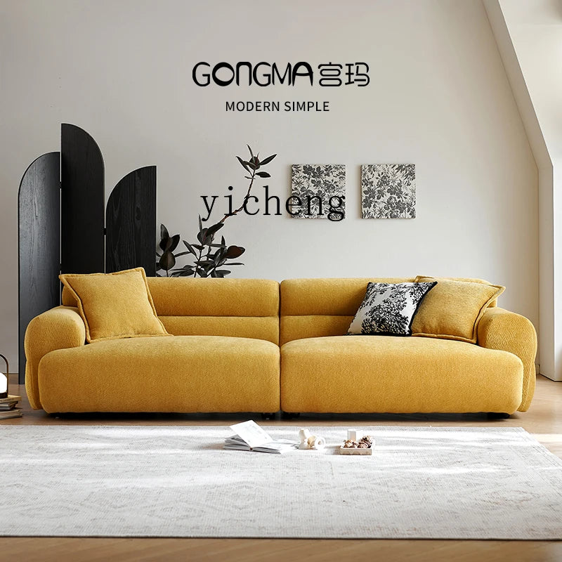 Sofa | Yellow Upholstery | Wood Frame | Large Sofa