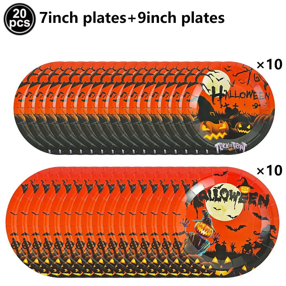 Halloween Party Supplies | Paper | Pumpkin Theme | Tableware Set