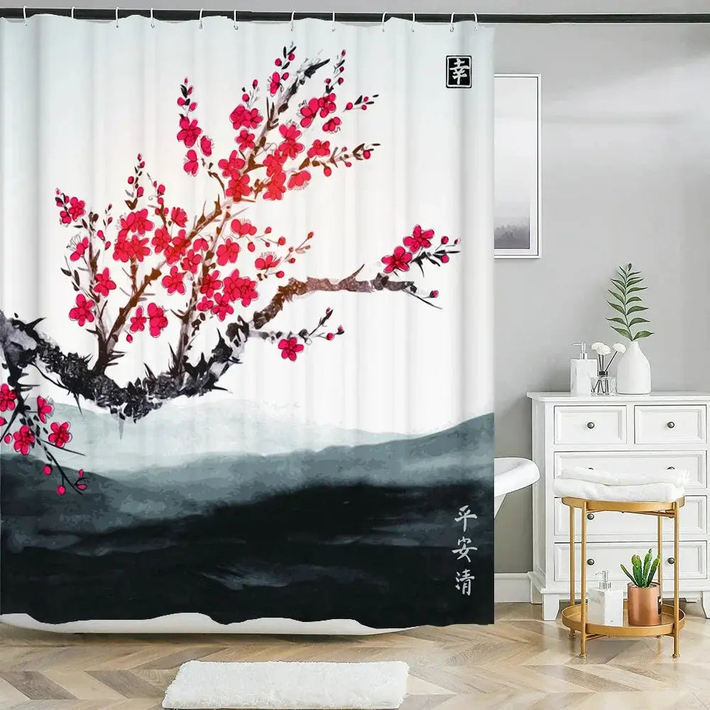 Chinese Style Flower and Birds Tree Shower Curtains Bath Curtain Waterproof Bathroom Decor With Hooks 3d Printing Bath Curtain from PriceLows™