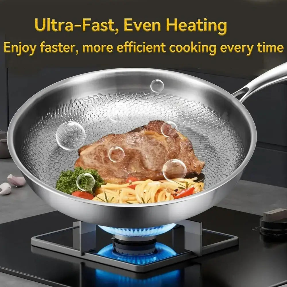 3-Piece Hammered Nonstick Cookware Set: Pan, Soup Pot, Wok with Steamer, Even Heat, All Cooktops Compatible from PriceLows™