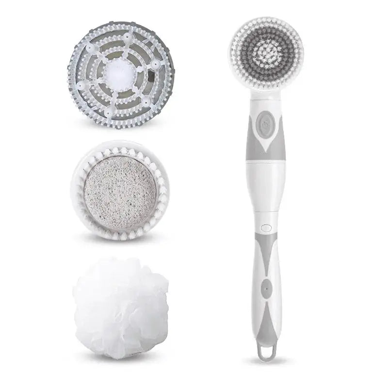 Electric Bath Brush | Back-Rubbing | Long Handle | Spinning Shower Brush Set