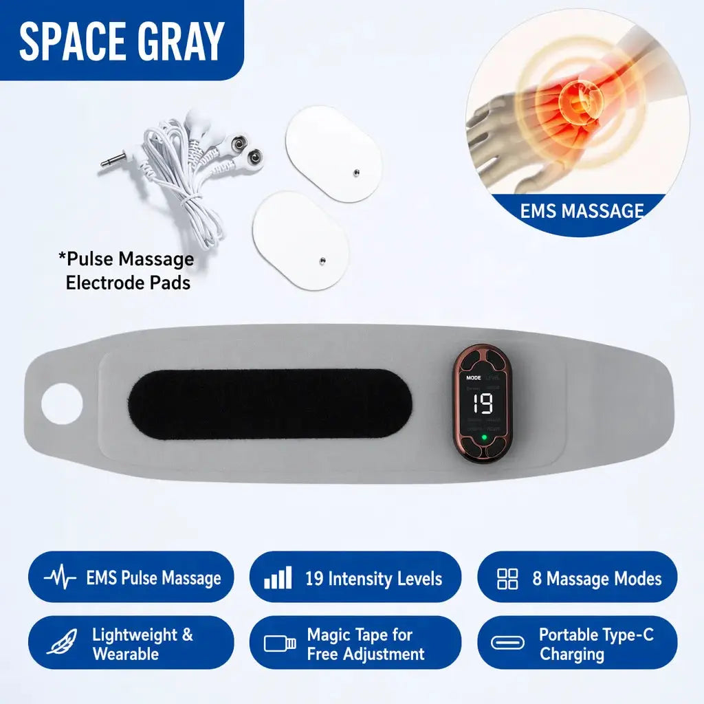 EMS TENS Wrist Massager | 8 Modes 19 Levels | Pulse Heating | Fresh Blue