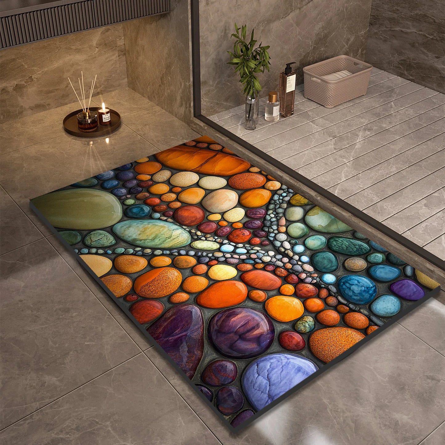 Stone Design Diatomite Bath Mat Bathroom Non-slip Shower Foot Mats Absorbent Quick Dry Toilet Rugs Carpet Doormat Washable from PriceLows™