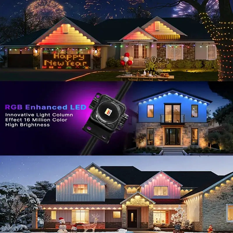 200ft 150ft 100ft Permanent Outdoor Lights Smart Eave Lights App Control Scene Modes IP67 Waterproof House Decor for Christmas from PriceLows™