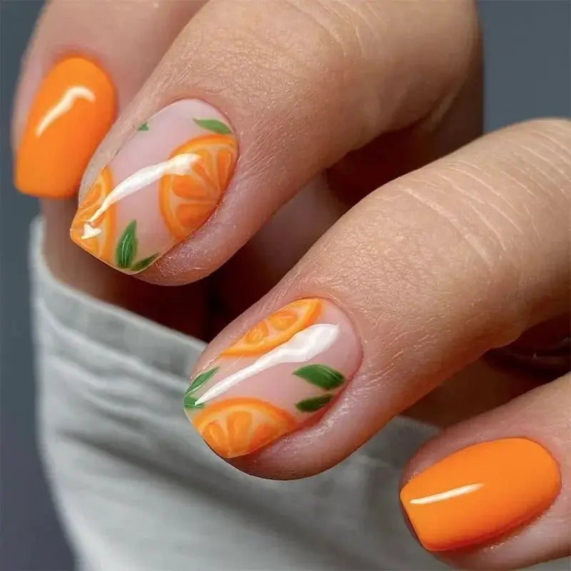 Short Almond Press On Nails | Pink Floral French | Reusable Full Cover | 24 Pcs