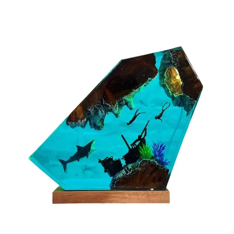 Seabed World Organism Resin Table Light Creactive Art Decoration Lamp Shark Sunken Ship Theme Night Light USB Charge from PriceLows™