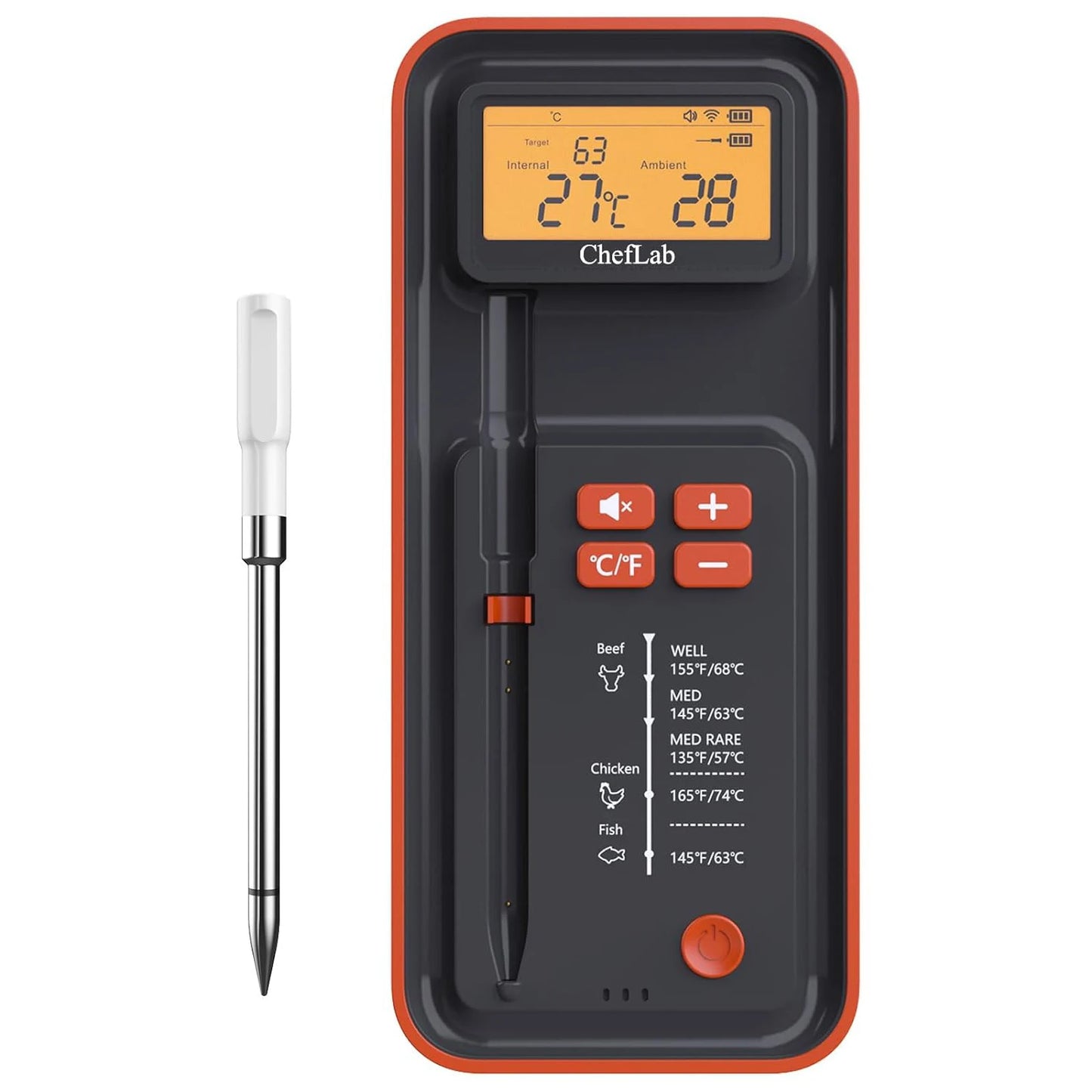 Smart Meat Thermometer | Bluetooth 500ft | IP Waterproof | Single Probe