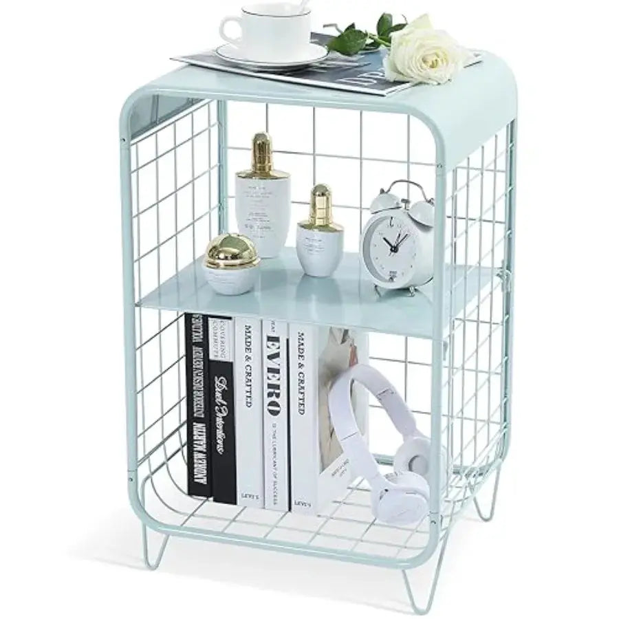 Cute Nightstand, Metal Side Table, 3-Tier Modern End Table with Storage Shelf, Unique Side Tables, Cute Coffee Table for Living from PriceLows™