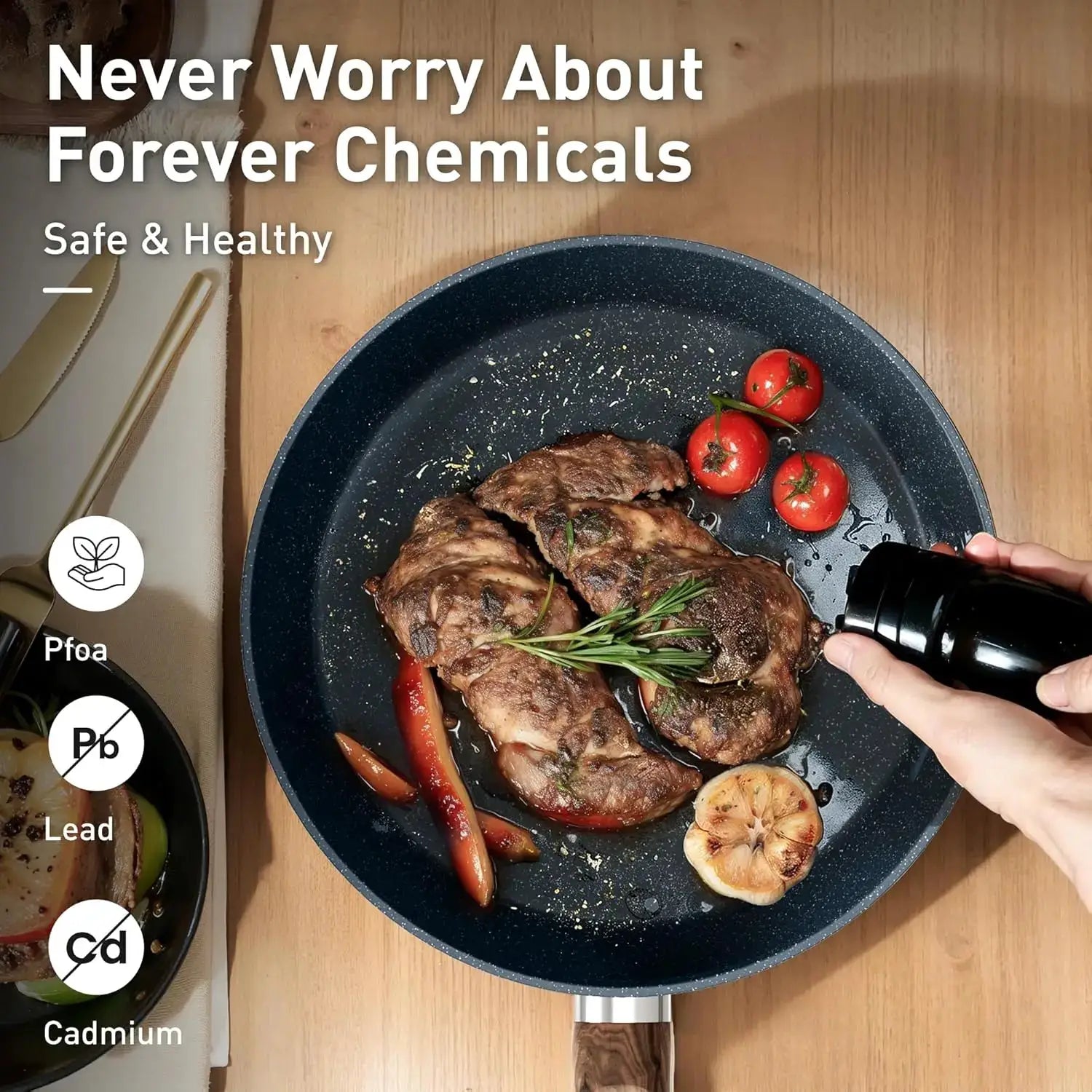 Nonstick Granite Cookware Set, Induction Pots and Pans, Blue Kitchen Set, PFOA & PFOS Free from PriceLows™