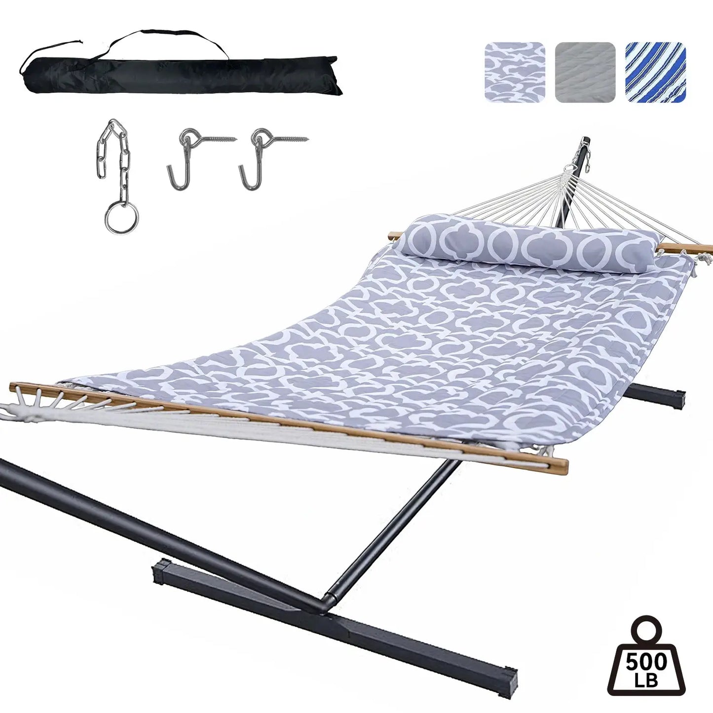 Heavy-Duty Outdoor Hammock with Steel Stand.Detachable for Versatile Use - Ideal for Courtyard, Garden Lawn, Patio Balcony, Lake from PriceLows™