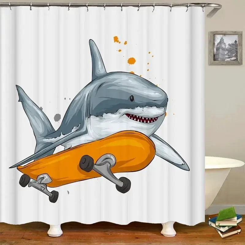 Dolphin Shower Curtain Sea Theme Shower Curtain Hook Washable Dolphin Waterproof 3D Animals Shower Curtain for Bathroom Decor from PriceLows™