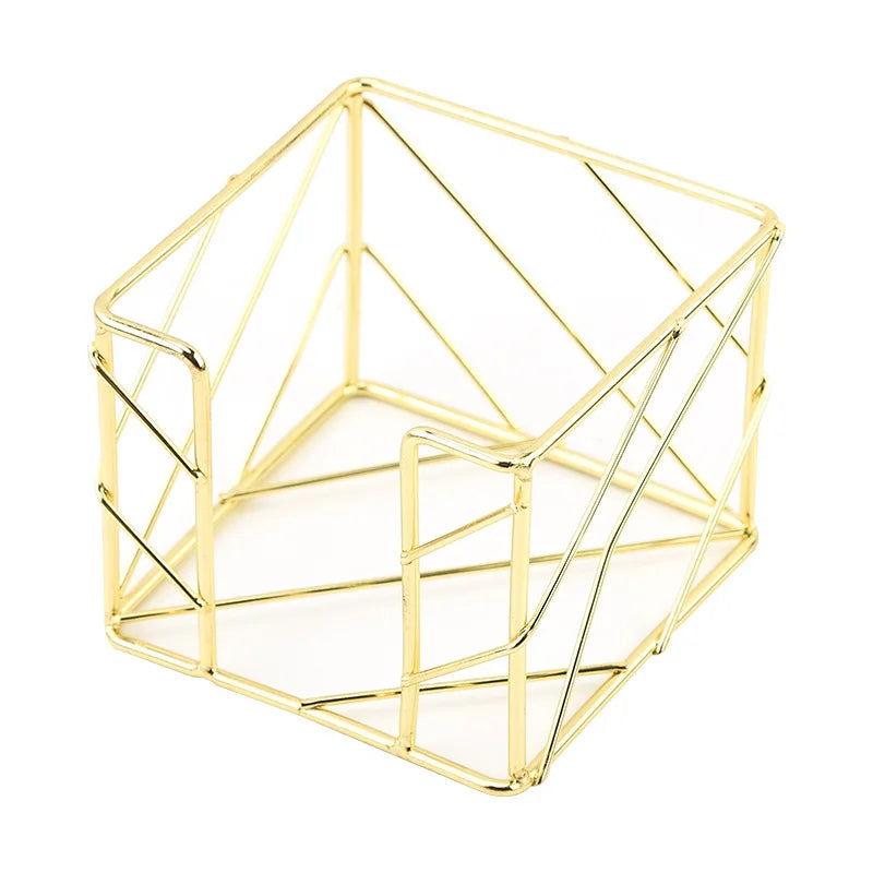 Sticky Note Holder | Iron Desk Organizer | 9.8x9.8x7.8 cm | Gold, Rose Gold
