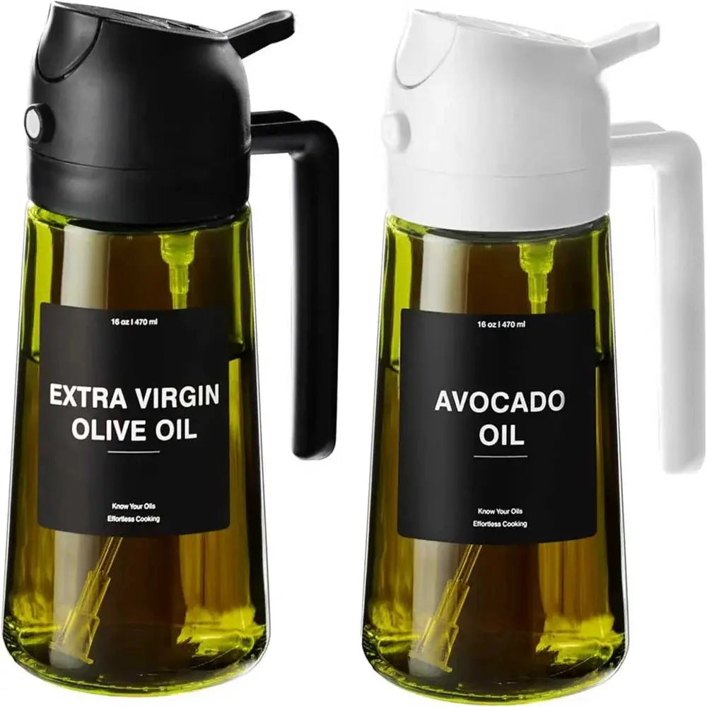 470 ml Oil Sprayer for Cooking,2-in-1 Olive Oil Dispenser and Oil Spray Bottle,Oil Spray with Stickers,Thick Glass Spray Bottle from PriceLows™