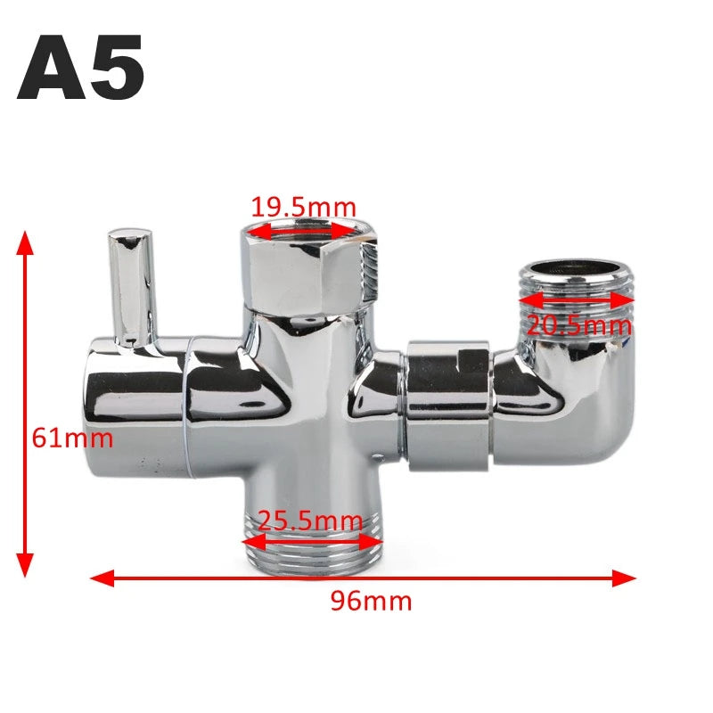 Shower Diverter Valve | 3-Way Brass | G1/2 G3/4 Threads | Shower Arm Adapter