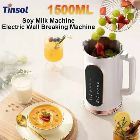1500ml Multi-Function Electric Soy Milk Maker with Large Touchscreen Display, 10-Blade Mixer, Blender, and Nut Milk Maker from PriceLows™