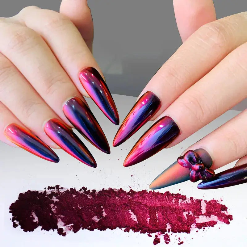 HNDO Red-Black Gradient Colors Nail Mirror Chrome Powder Glitter Chameleon Professional Manicure Pigment Dust TE31 from PriceLows™