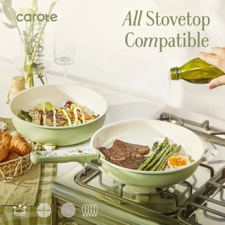 25-Piece Ceramic Cookware Set, Nonstick Pots and Pans Set with Detachable Handle, Non-Toxic Kitchen Cooking Set, Dishwasher and from PriceLows™