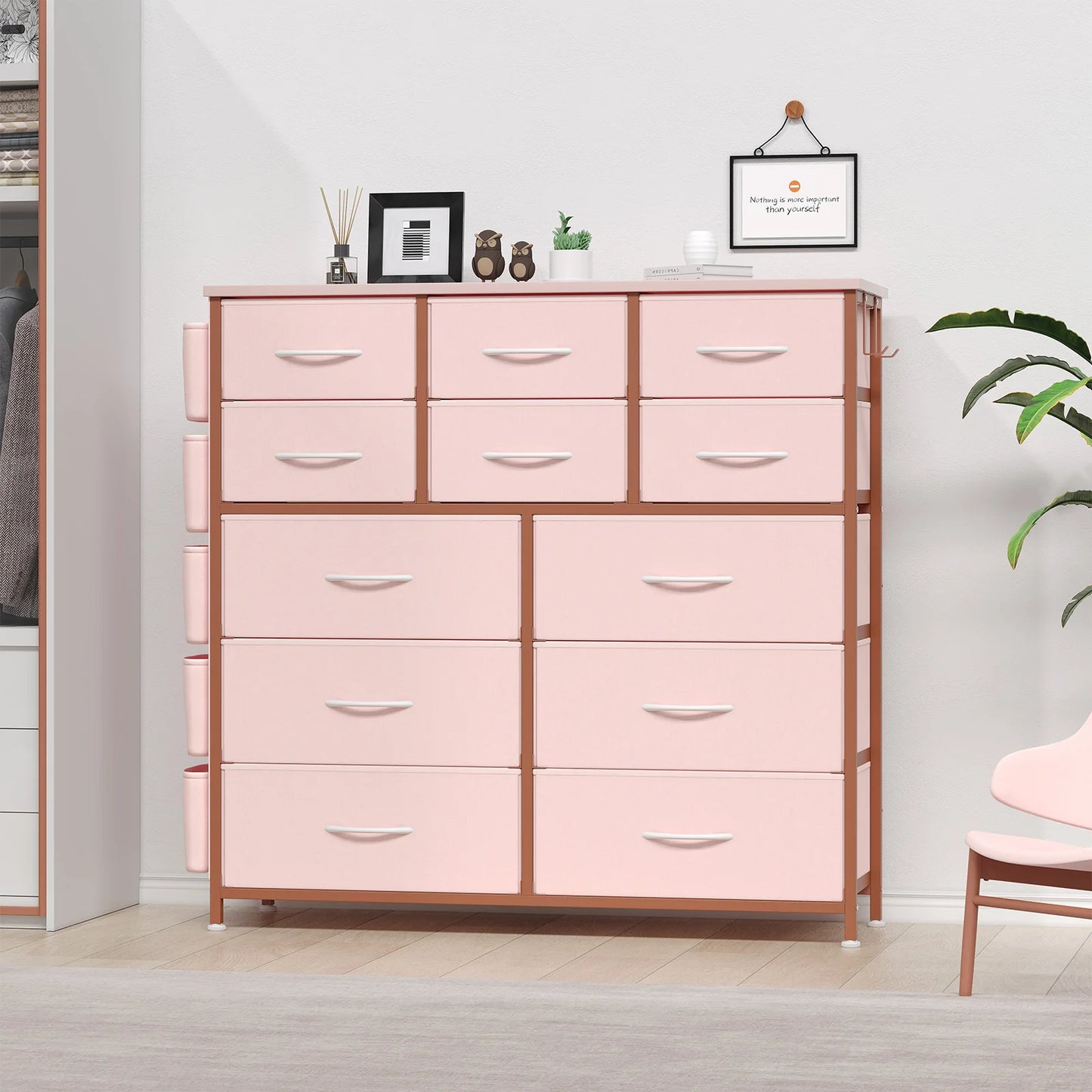 Dresser | 12-Drawer | Fabric Storage Cabinet | Metal Frame With Wood Top