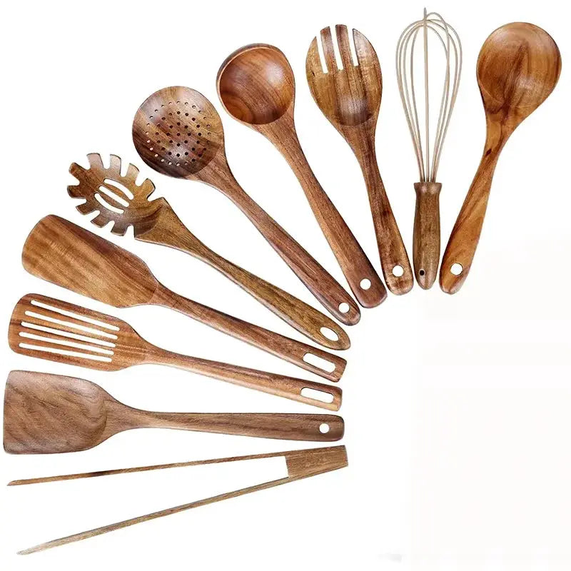 Best Wooden Spoons for Cooking Acacia Wooden Kitchen Utensils Set Smooth Non Toxic Wood Cooking Spatula Turner Serving Spoon from PriceLows™