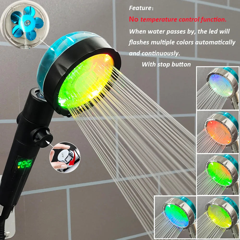 Handheld Shower Head | High Pressure | Digital Temperature Display | Black