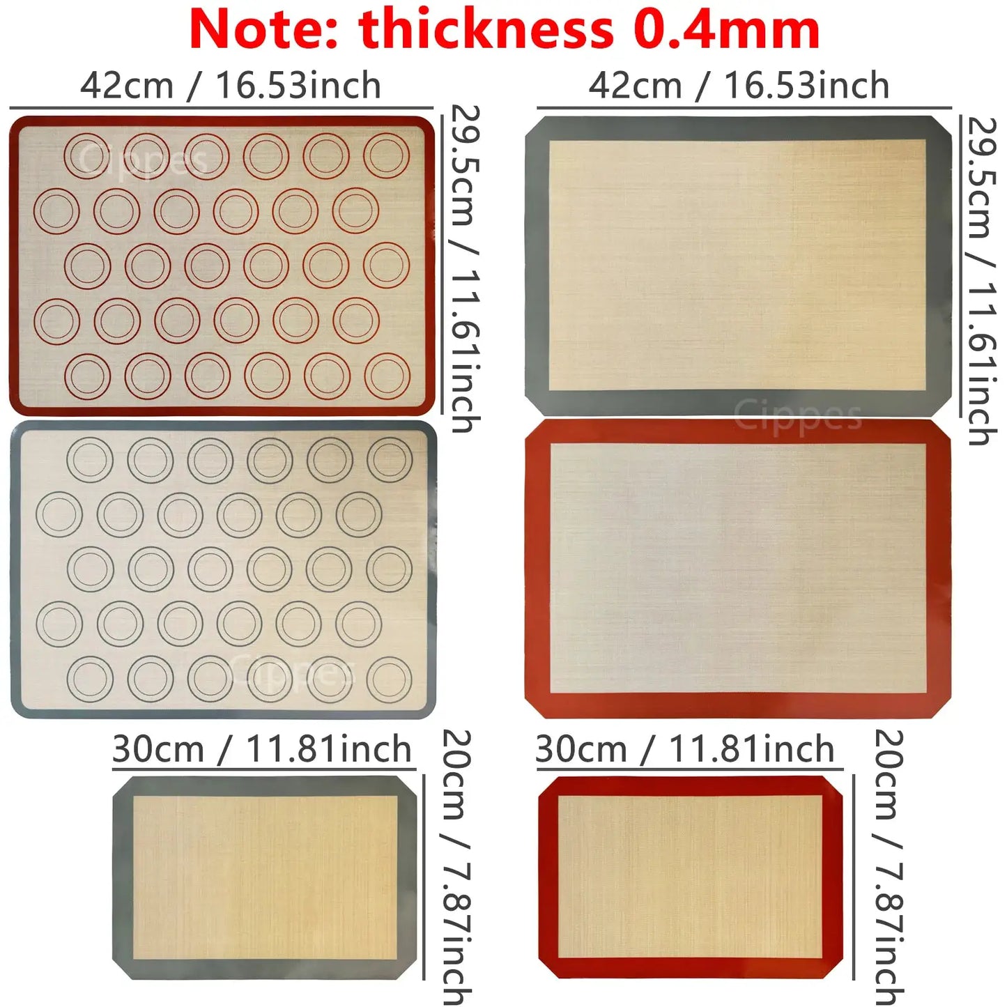 Silicone Baking Mat | 0.4mm Thick | Reusable Nonstick Bakeware | 1pc