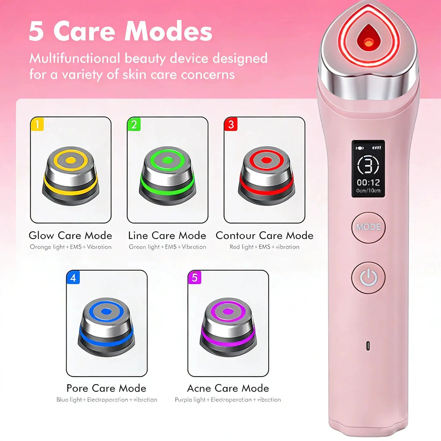 6 In 1 Skin Therapy Wand | Led Light Facial Device | Multifunction Beauty Tool