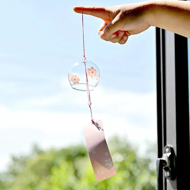 Japanese Sakura Glass Wind Chime Cherry Blossom Wind Bell Korean Kawaii Room Decor Hanging Decor Wind Chimes Outdoor 후우링 from PriceLows™