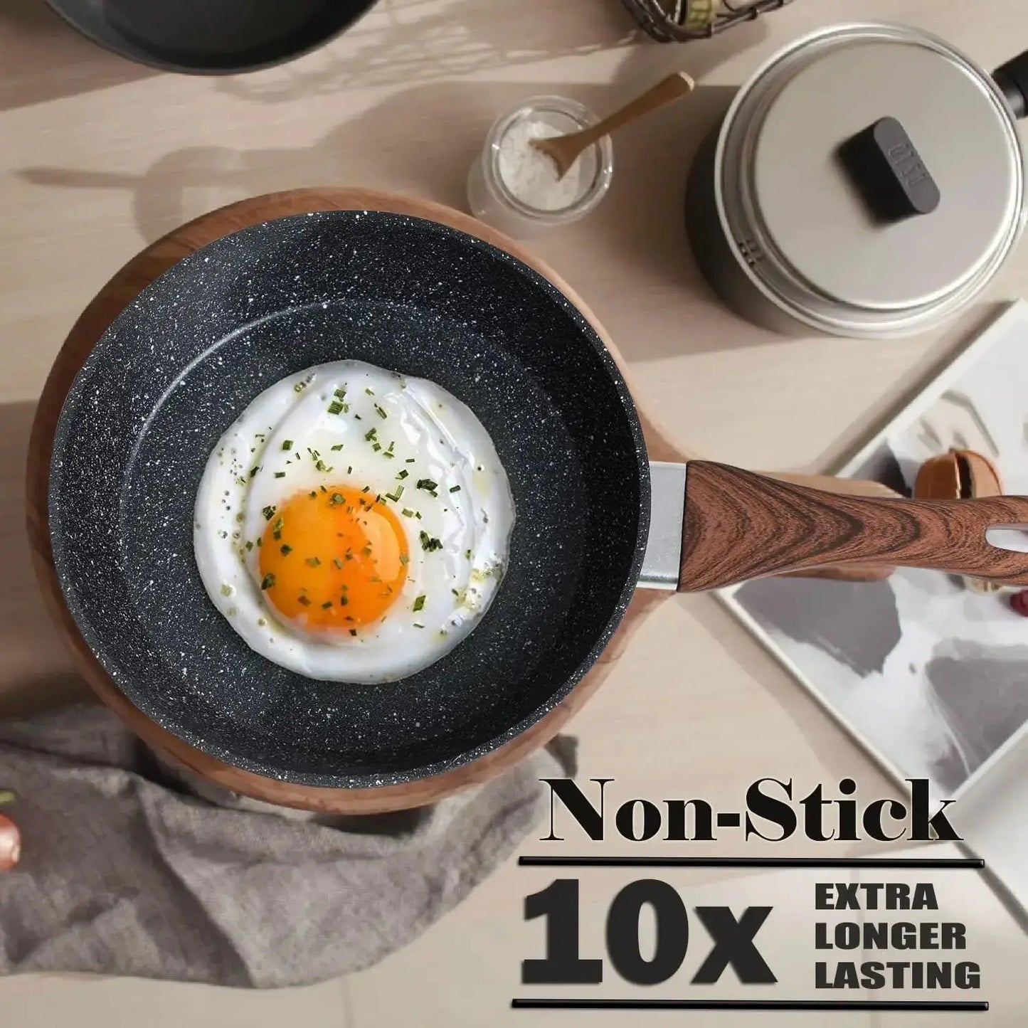 12 Piece Kitchen Academy Induction Cookware Set, Granite Black Nonstick Pots and Pans from PriceLows™
