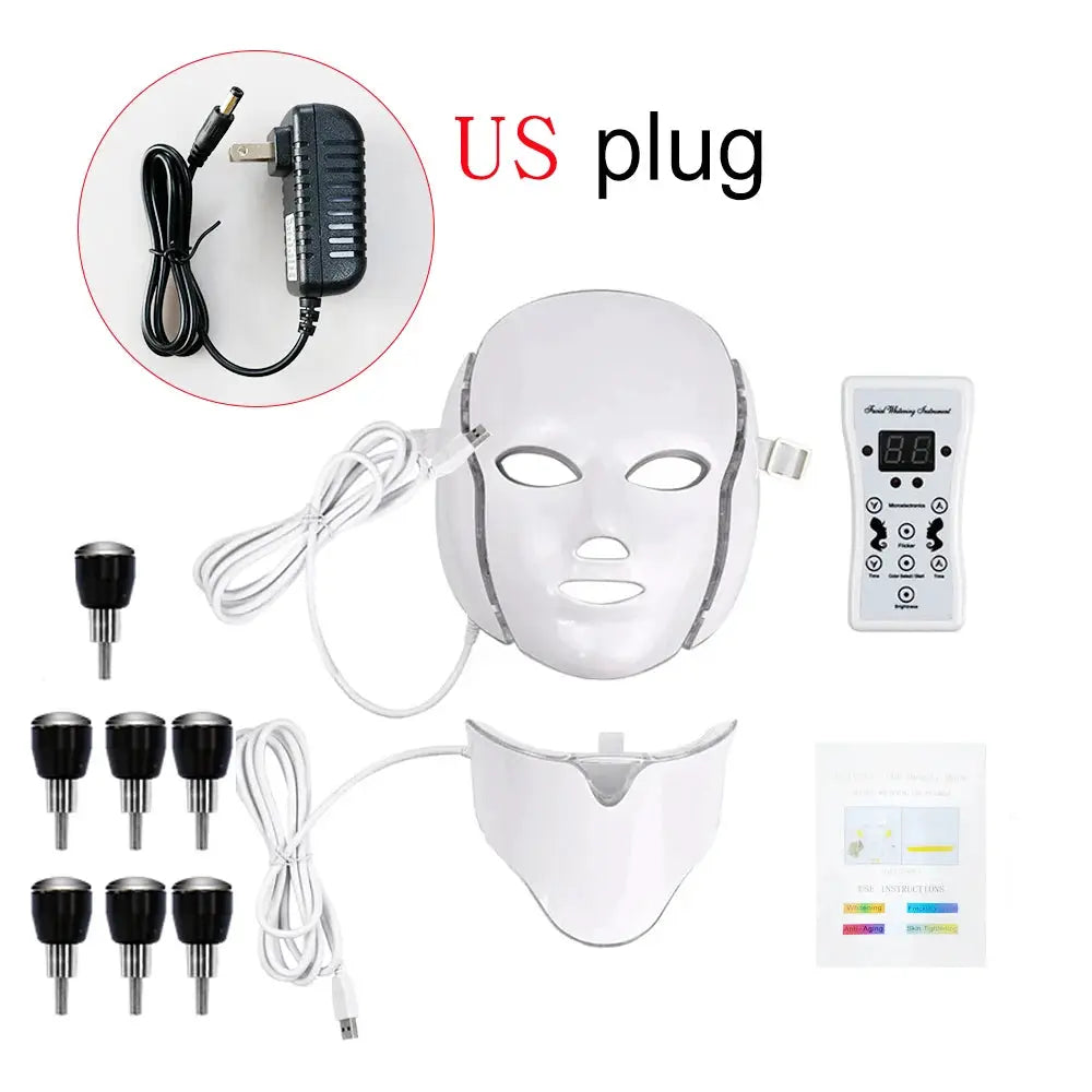 LED Facial Mask 7 Colors Balance Skin Tone Minimize Pores Brighten Skin Anti-Acne Face Neck Mask Reduce Neck Wrinkles LED Mask from PriceLows™