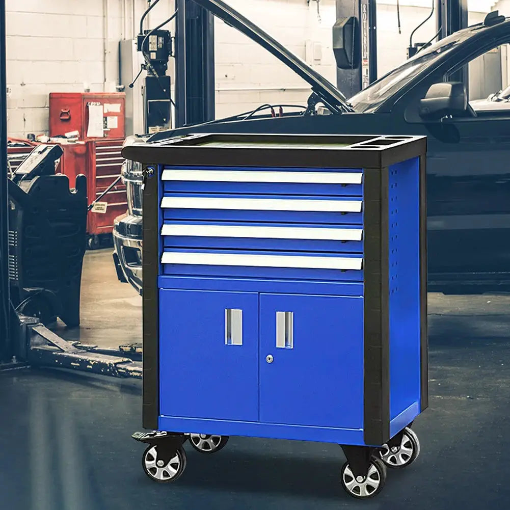 HPDMC Gloss Tool Box Chest with Wheels 20 Inch 4-Drawer Rolling Storage Cabinet from PriceLows™