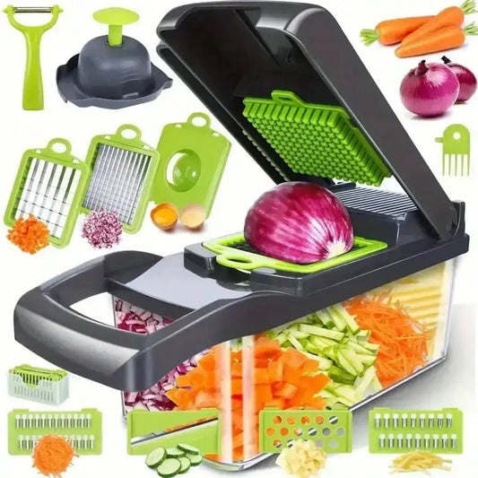 Multi Blade Vegetable Chopper | Stainless Blades | Manual Dicer | Storage Case